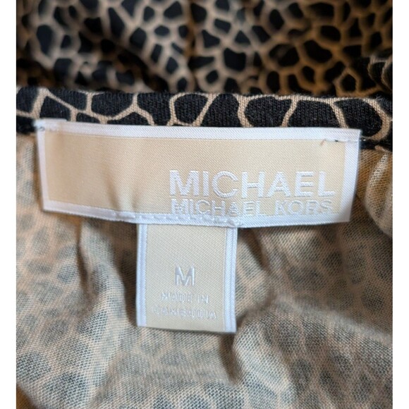 Michael Kors Size M Blouse Micro-Giraffe 3/4 Sleeve Bell Cuff Flowy Designer - Picture 7 of 10